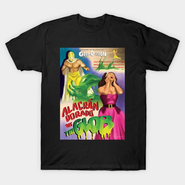 Mexican Wrestler Vs Monster Movie Poster T-Shirt by punkcinemaart